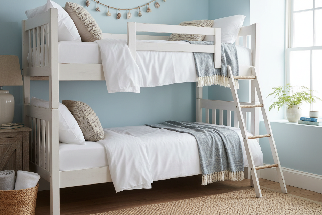 Cozy home bunk bed with premium sheets