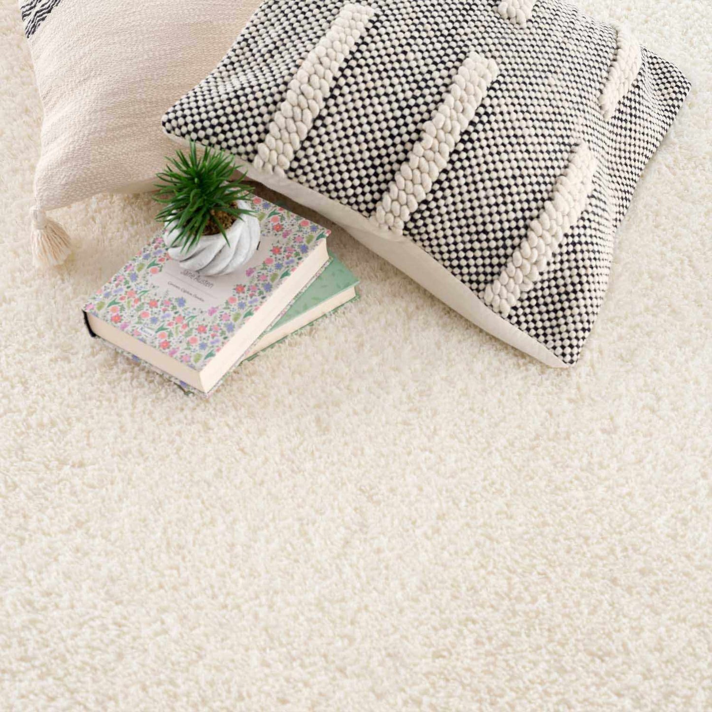 Crevalo Cream Subtle Wavy Abstract Modern Minimalist Polyester Machine Woven Area Rug - Quahog Bay Bedding