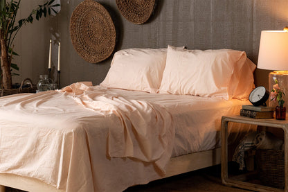 Crinkle Percale Organic Cotton Sheet Set + Pillowcases - Quahog Bay Bedding