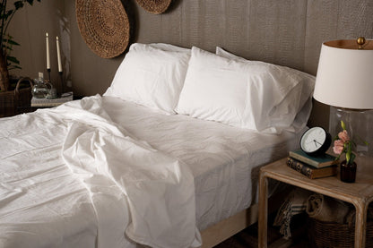 Crinkle Percale Organic Cotton Sheet Set + Pillowcases - Quahog Bay Bedding
