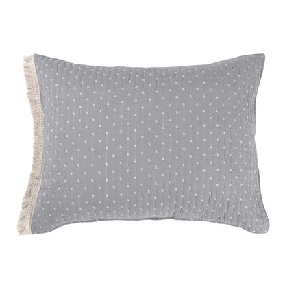 Cross Stitch 100% Cotton Quilt Set - Grey Cream - Quahog Bay Bedding