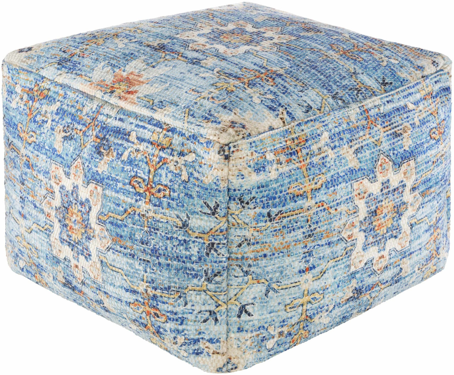 Cuddington Sky Blue Woven Pouf - Quahog Bay Bedding