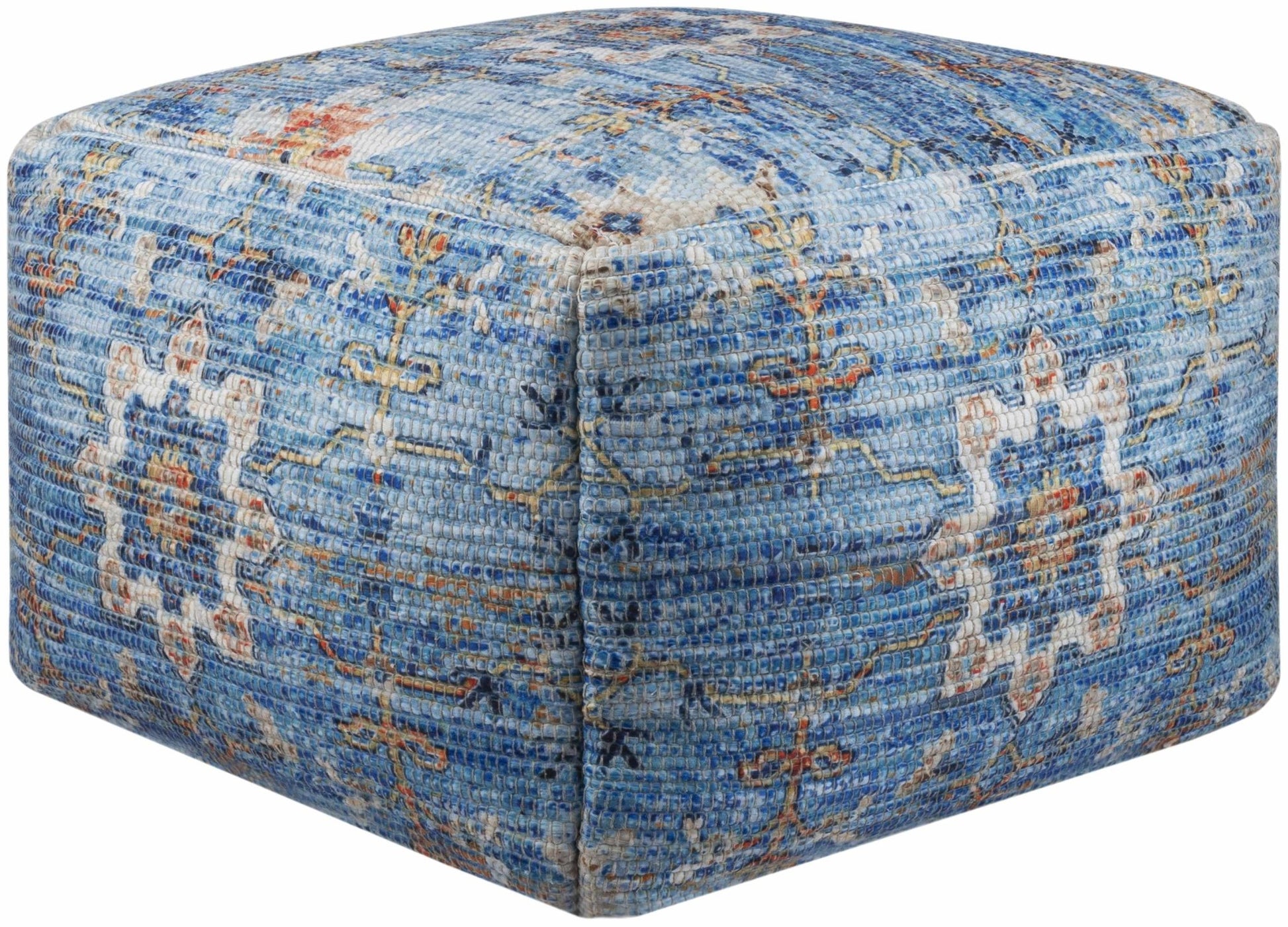 Cuddington Sky Blue Woven Pouf - Quahog Bay Bedding