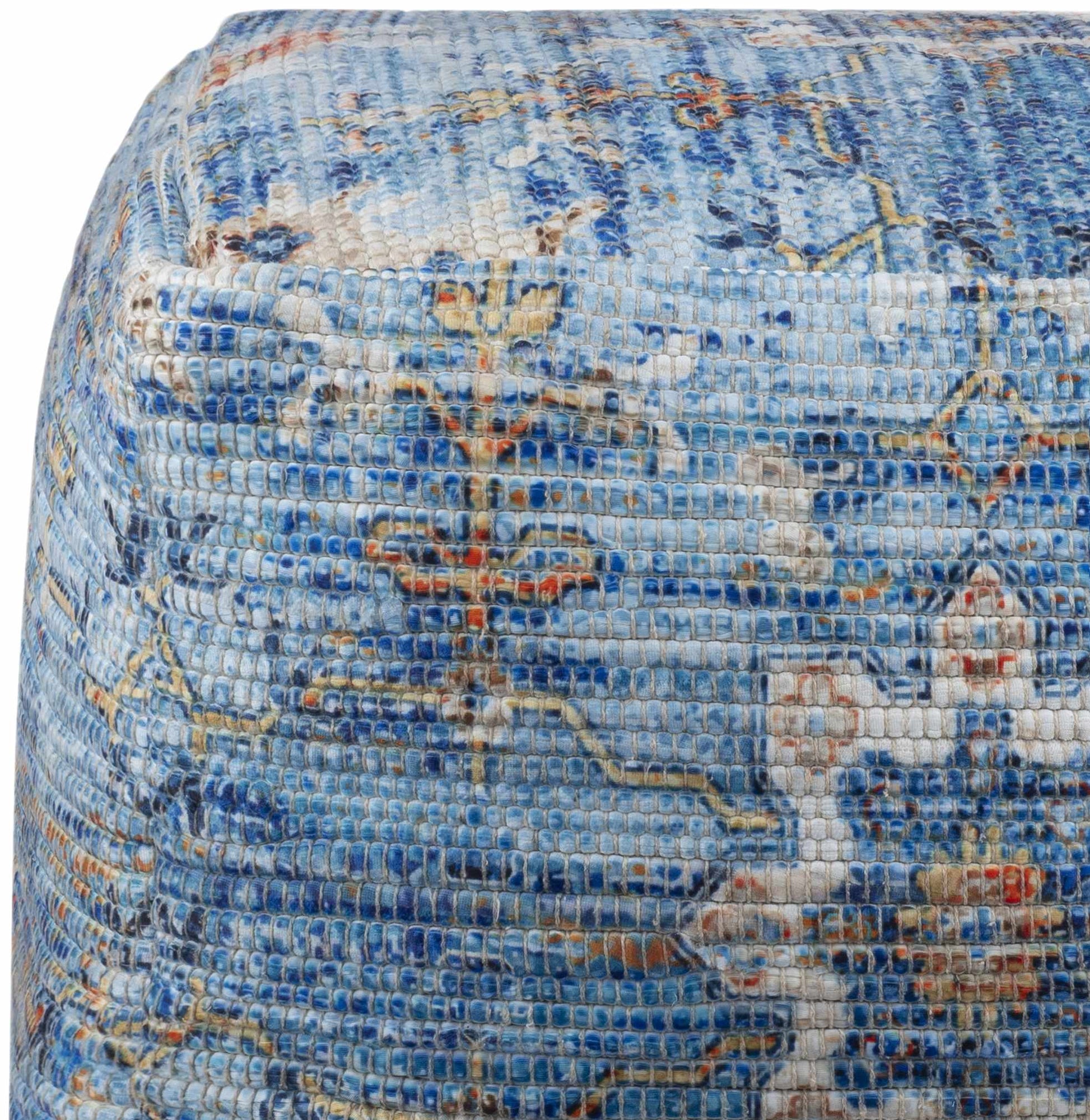 Cuddington Sky Blue Woven Pouf - Quahog Bay Bedding