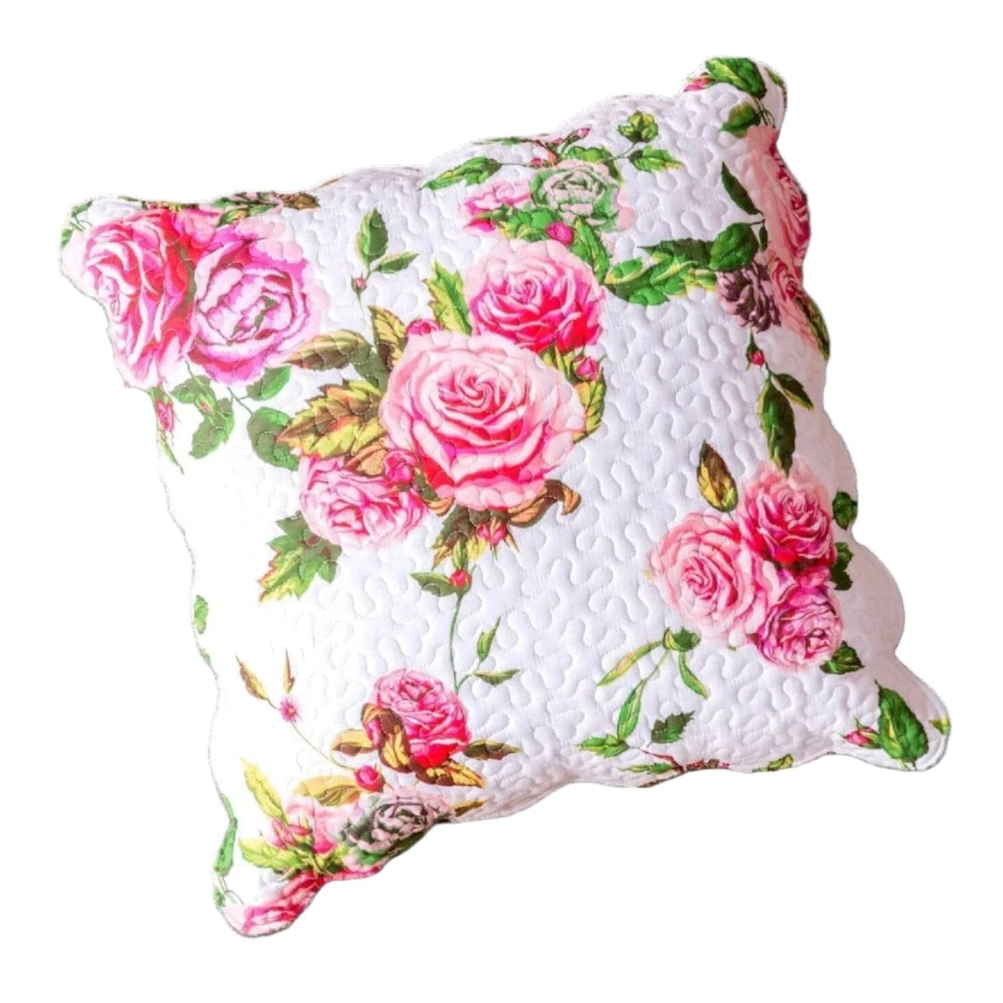DaDa Bedding Romantic Roses Spring Floral Pink Euro Pillow Sham Cover, 26" x 26" (JHW879) by DaDa Bedding Collection