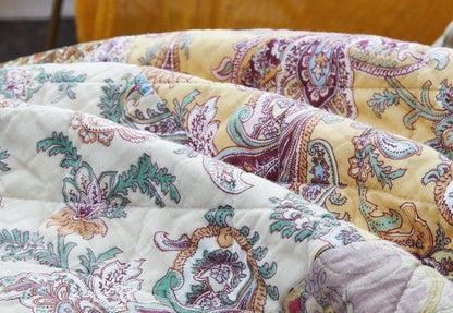 Bohemian Burgundy Red Velvet Trim Floral Paisley Patchwork Cotton Bedspread Set - Quahog Bay Bedding