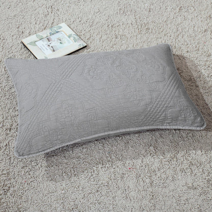 Floral Vintage Stone Wash Grey Silver Diamond Pattern Quilted Bedspread - Quahog Bay Bedding