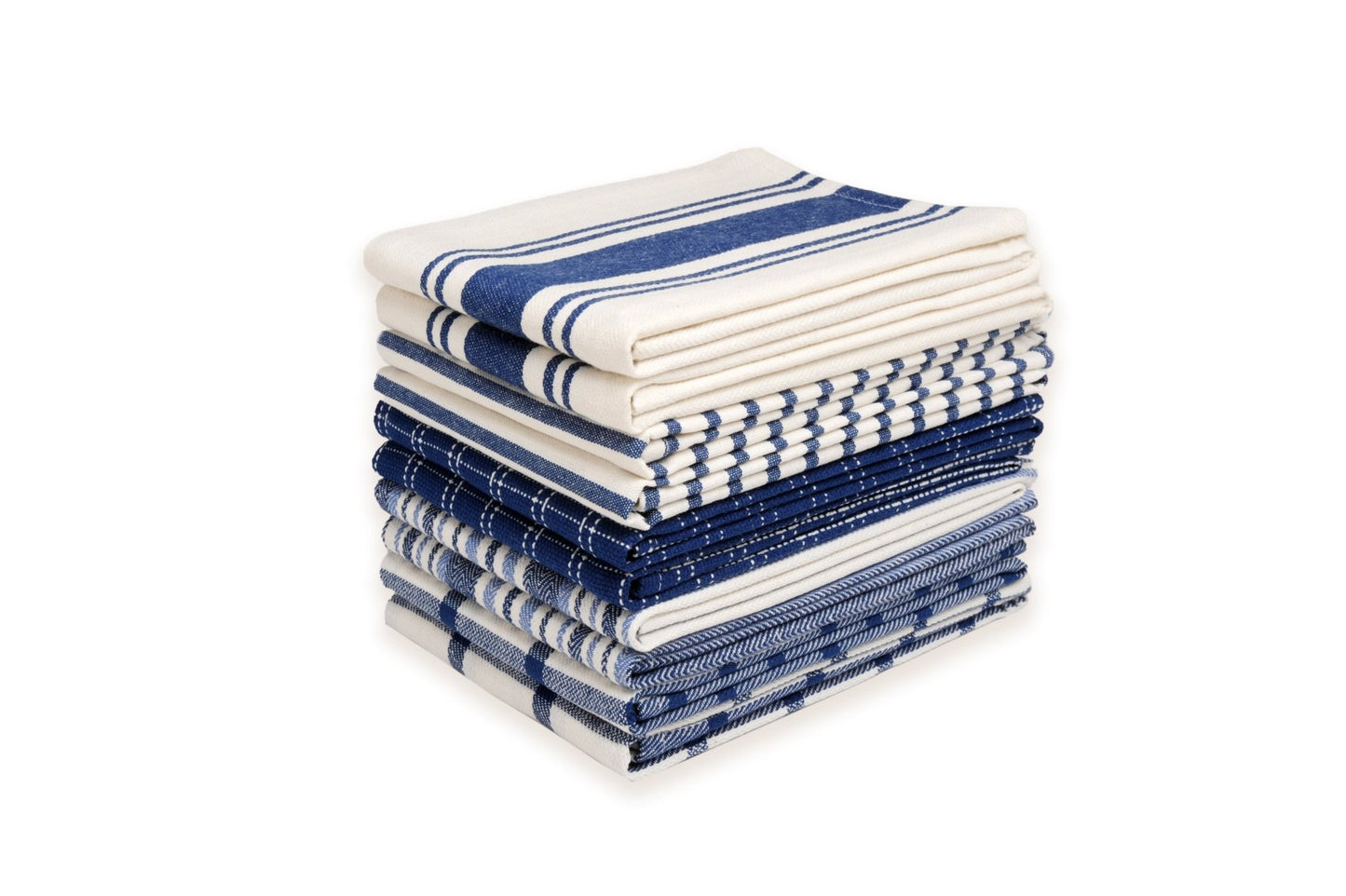 Dan River 10 Pack Cotton Flat Assorted Kitchen Towels - Quahog Bay Bedding