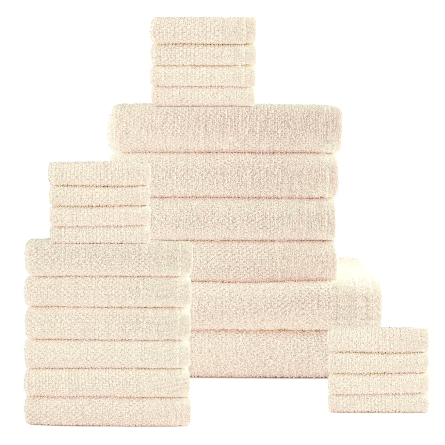Dan River 24 Piece Popcorn Cotton Bath Towel Set. - Quahog Bay Bedding