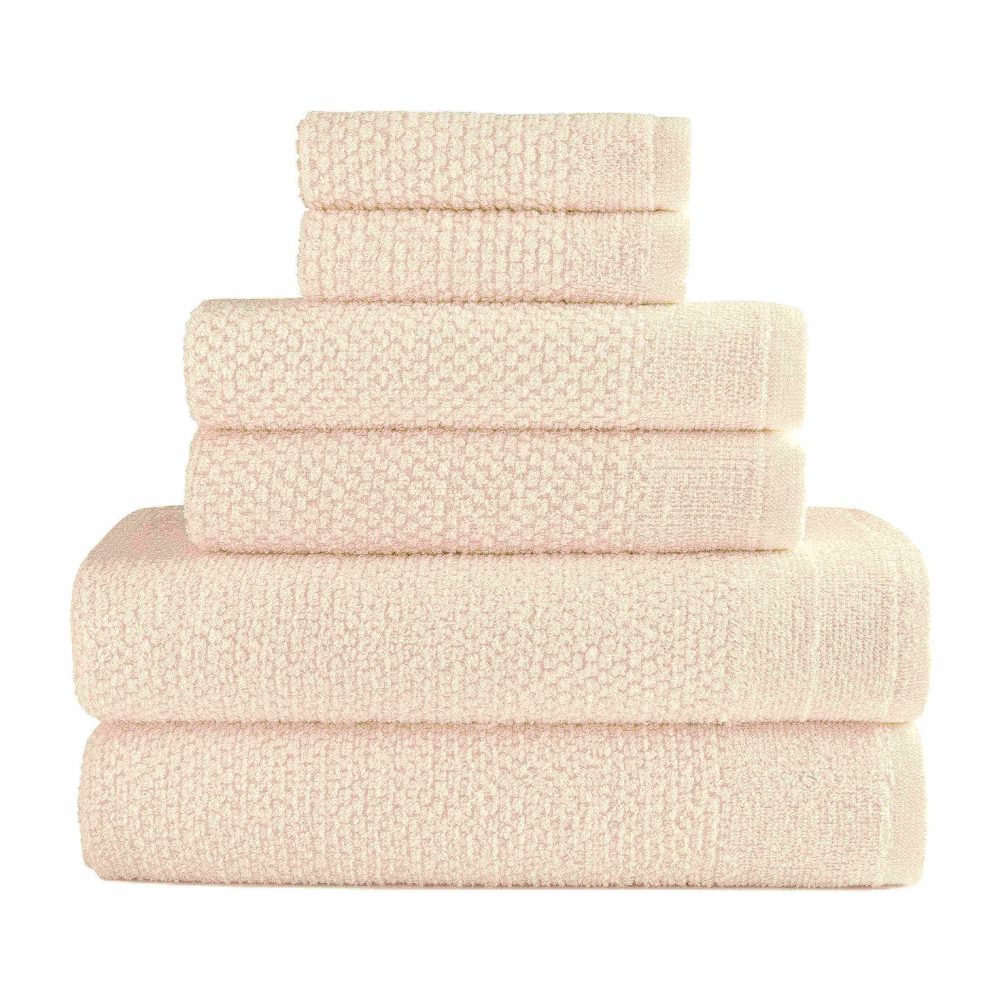 Dan River 6 Piece Popcorn Cotton Bath Towel Set. - Quahog Bay Bedding