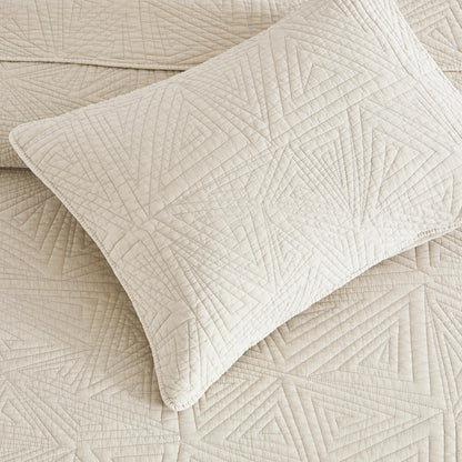 Dancing Triangles Stonewashed Cotton Quilt Set - Quahog Bay Bedding
