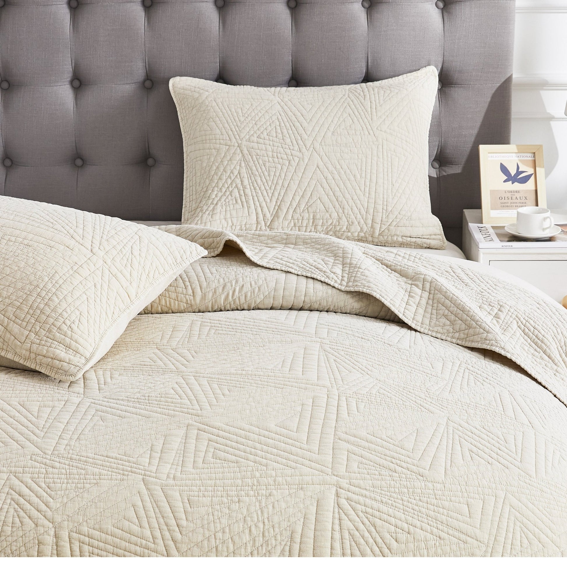 Dancing Triangles Stonewashed Cotton Quilt Set - Quahog Bay Bedding