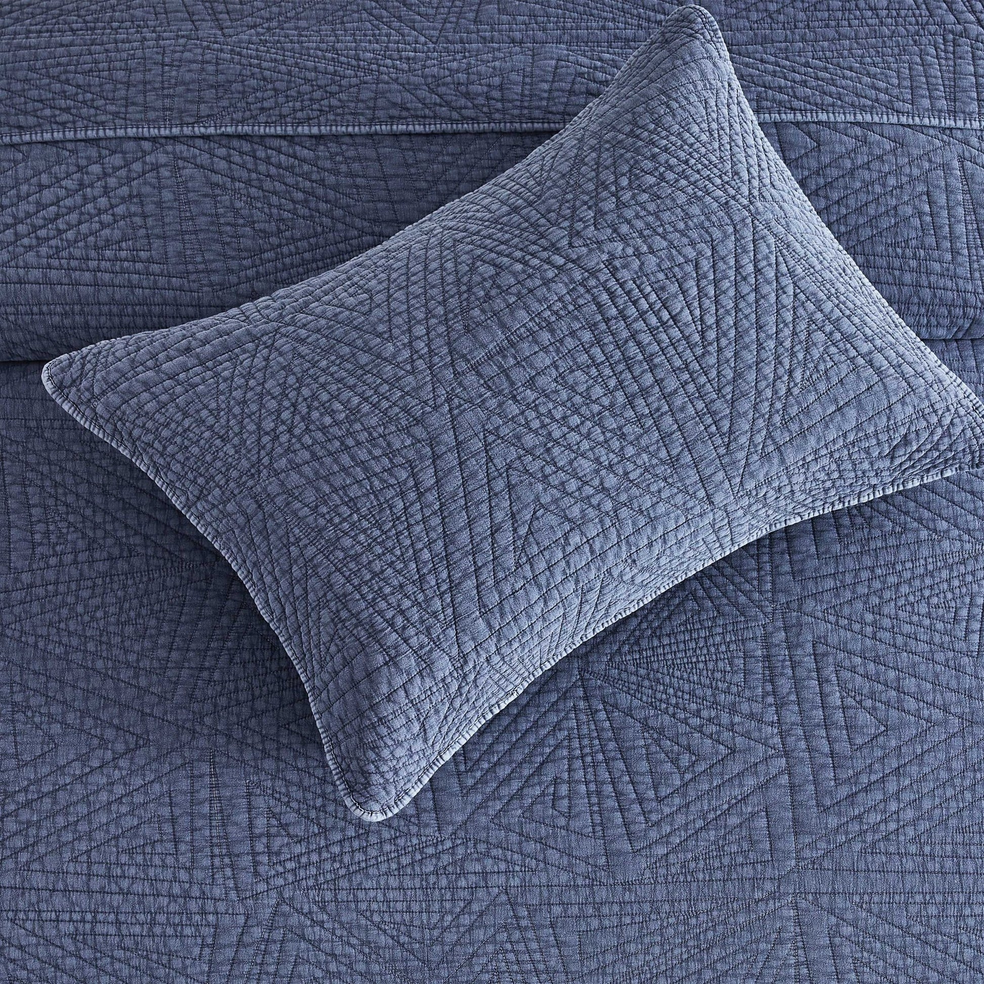 Dancing Triangles Stonewashed Cotton Quilt Set - Quahog Bay Bedding