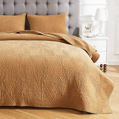 Dancing Triangles Stonewashed Cotton Quilt Set - Quahog Bay Bedding