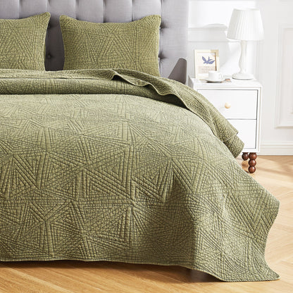 Dancing Triangles Stonewashed Cotton Quilt Set - Quahog Bay Bedding