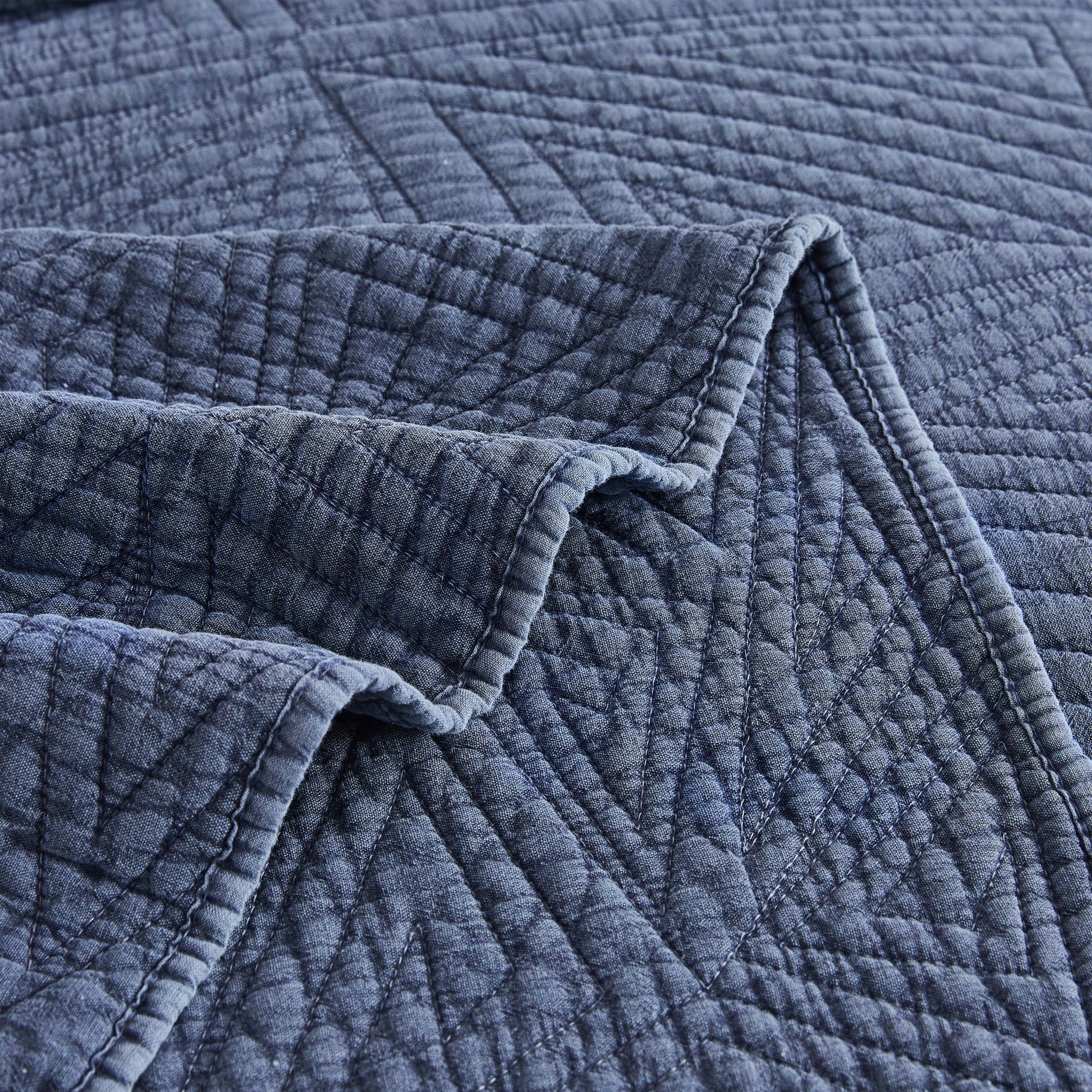 Dancing Triangles Stonewashed Cotton Quilt Set - Quahog Bay Bedding