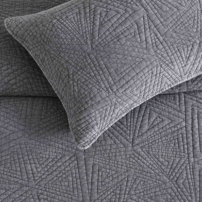 Dancing Triangles Stonewashed Cotton Quilt Set - Quahog Bay Bedding