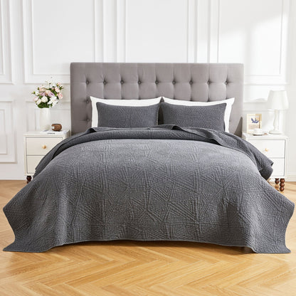 Dancing Triangles Stonewashed Cotton Quilt Set - Quahog Bay Bedding