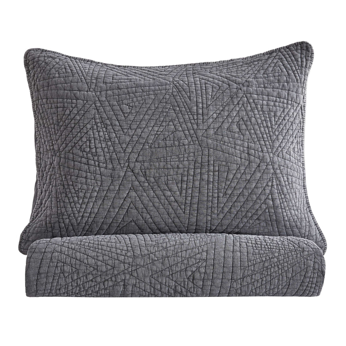 Dancing Triangles Stonewashed Cotton Quilt Set - Quahog Bay Bedding