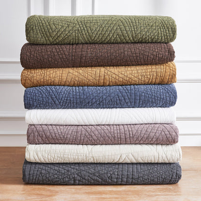 Dancing Triangles Stonewashed Cotton Quilt Set - Quahog Bay Bedding