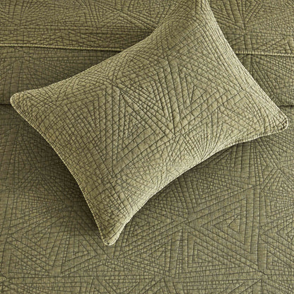 Dancing Triangles Stonewashed Cotton Quilt Set - Quahog Bay Bedding