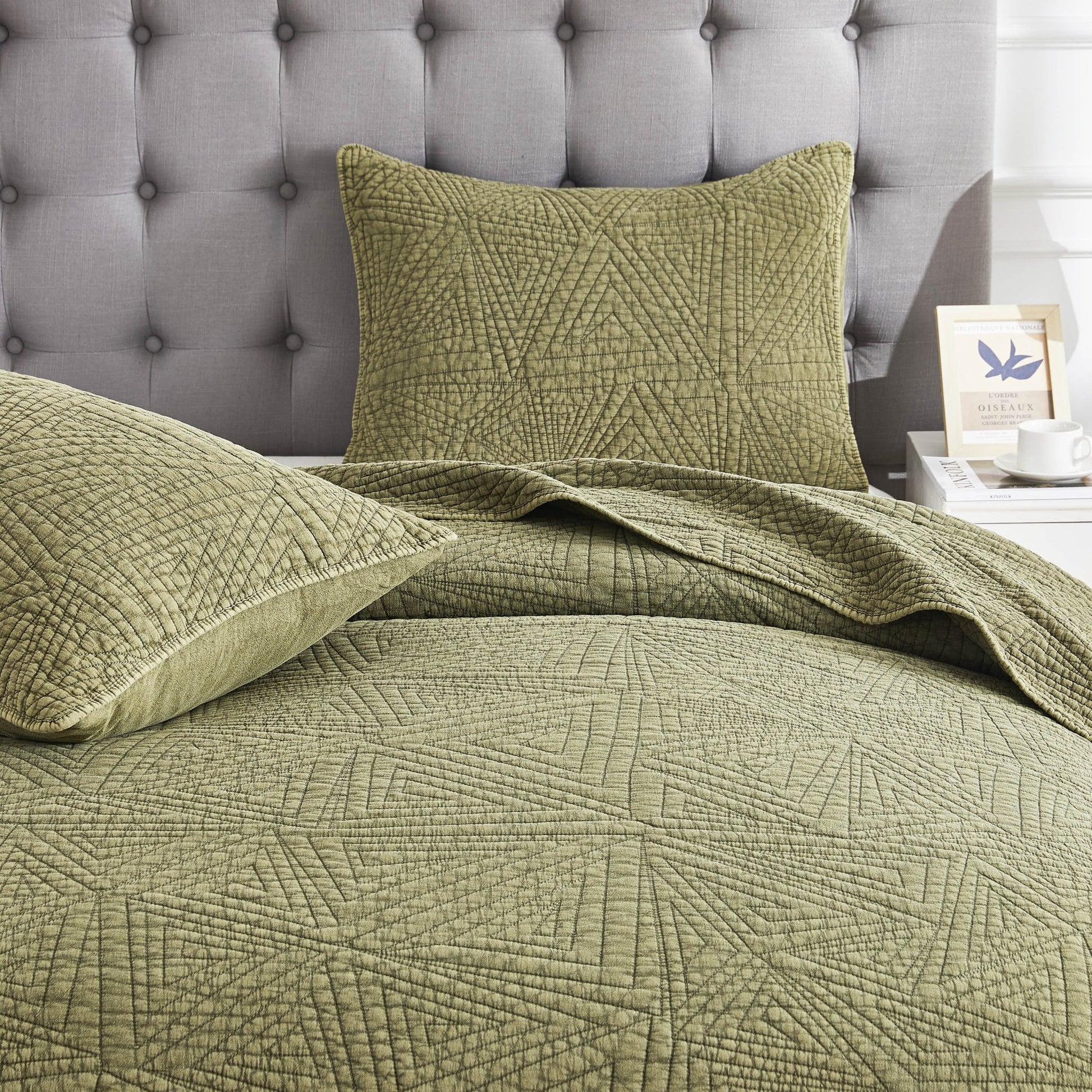 Dancing Triangles Stonewashed Cotton Quilt Set - Quahog Bay Bedding