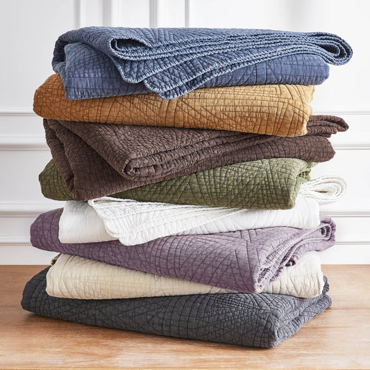 Dancing Triangles Stonewashed Cotton Quilt Set - Quahog Bay Bedding