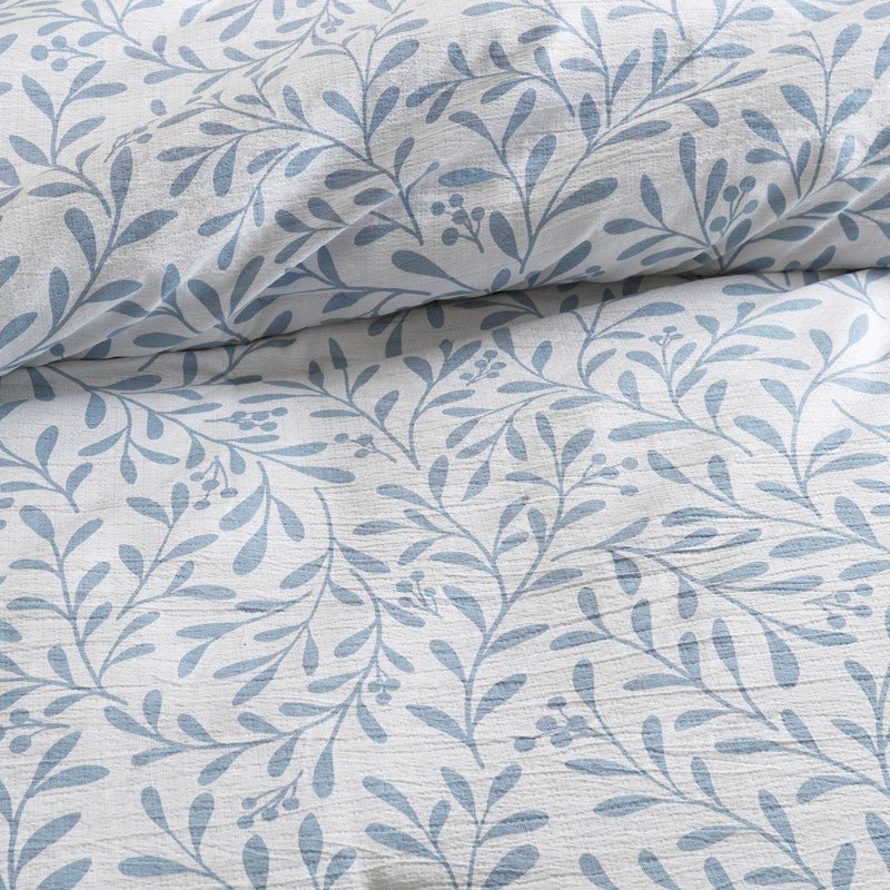Darcy 3PC Reversible Print / Striped Scalloped Edge Comforter Set - Blue - Quahog Bay Bedding