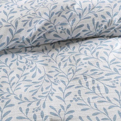 Darcy 3PC Reversible Print / Striped Scalloped Edge Comforter Set - Blue - Quahog Bay Bedding