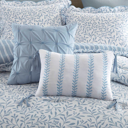 Darcy 3PC Reversible Print / Striped Scalloped Edge Comforter Set - Blue - Quahog Bay Bedding