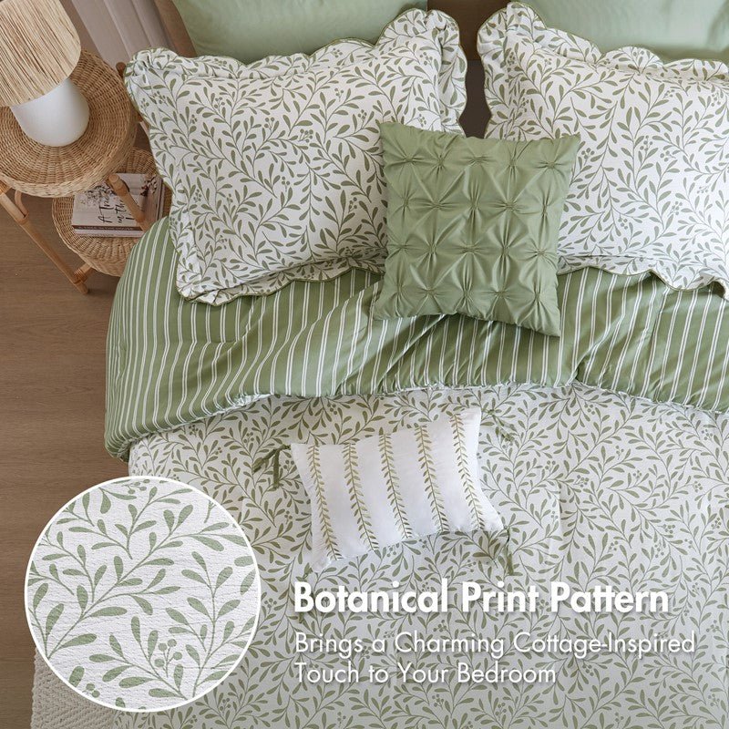 Darcy 5PC Scalloped Edge Comforter Set - Sage Green - Quahog Bay Bedding