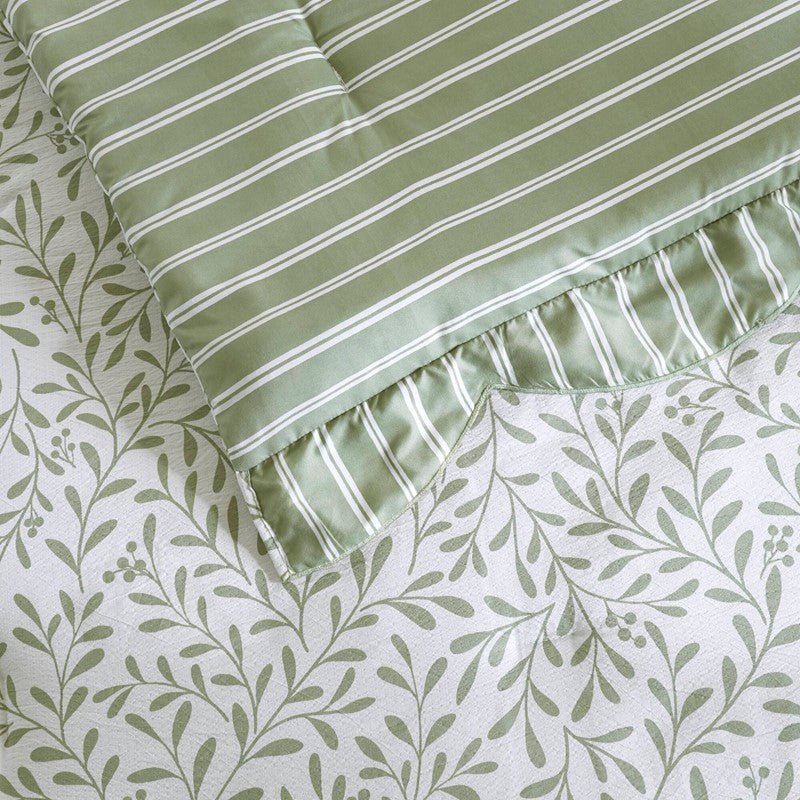 Darcy 5PC Scalloped Edge Comforter Set - Sage Green - Quahog Bay Bedding