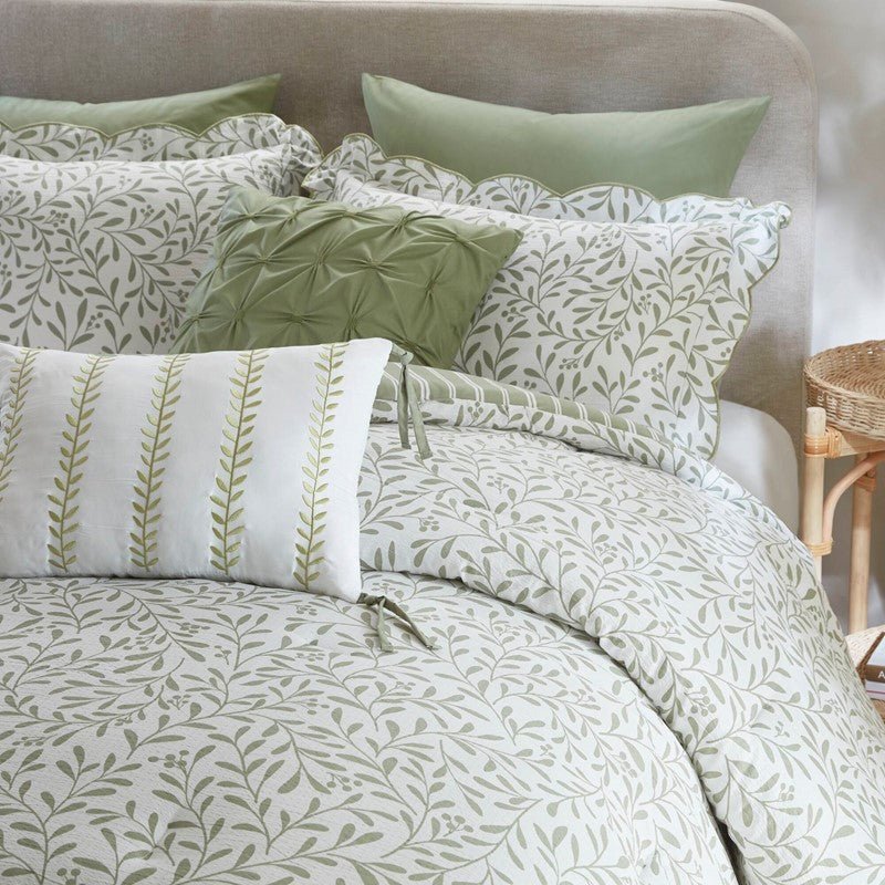 Darcy 5PC Scalloped Edge Comforter Set - Sage Green - Quahog Bay Bedding