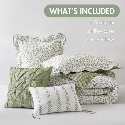 Darcy 5PC Scalloped Edge Comforter Set - Sage Green - Quahog Bay Bedding