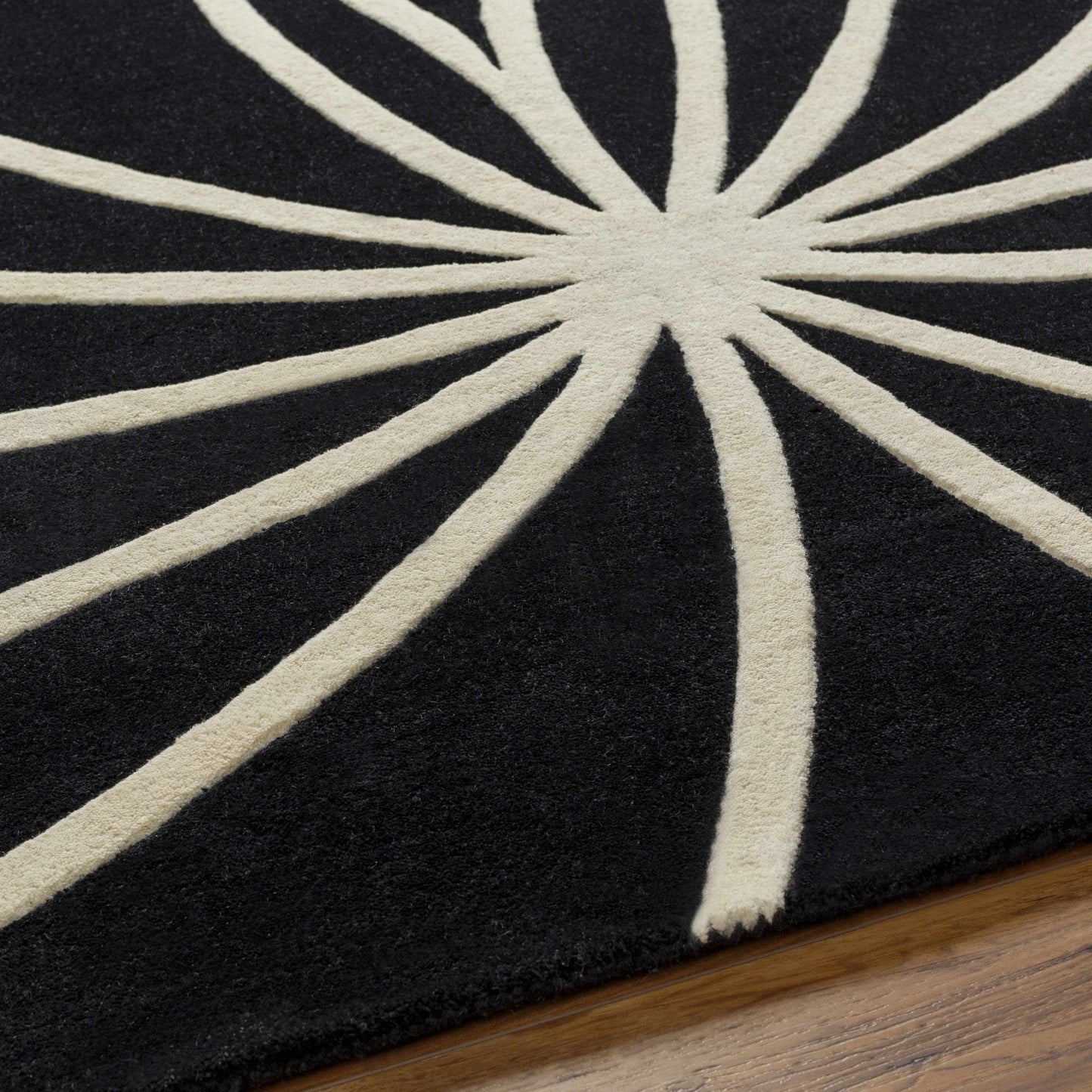 Davison Black Geometric Wool Carpet - Quahog Bay Bedding