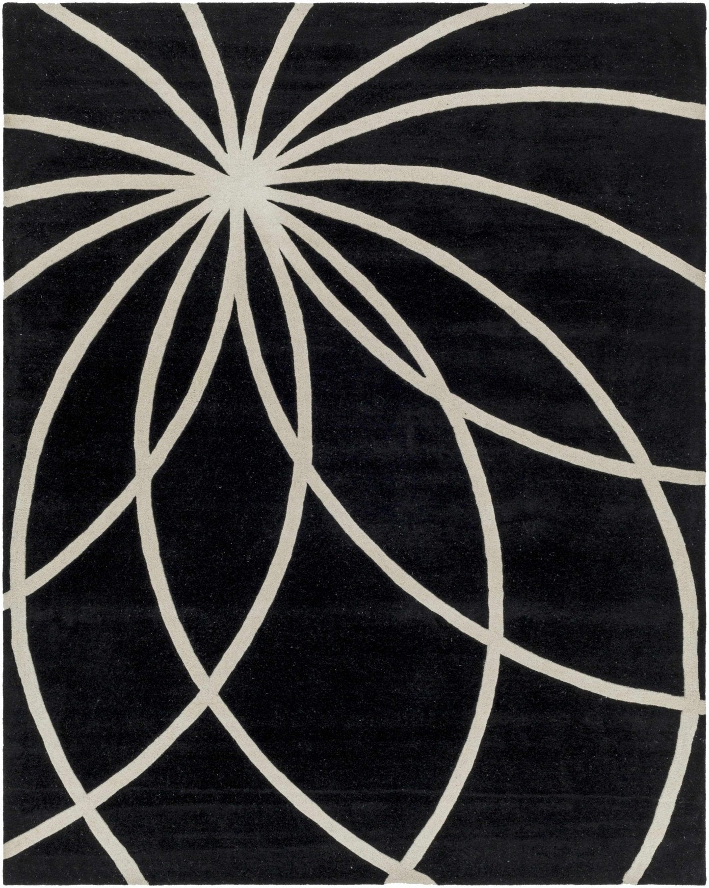 Davison Black Geometric Wool Carpet - Quahog Bay Bedding