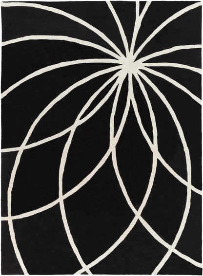 Davison Black Geometric Wool Carpet - Quahog Bay Bedding