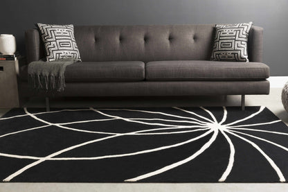 Davison Black Geometric Wool Carpet - Quahog Bay Bedding