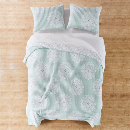 Lara Spa Quilt Set - Teal Hues - Beautiful Coastal Bedding Set