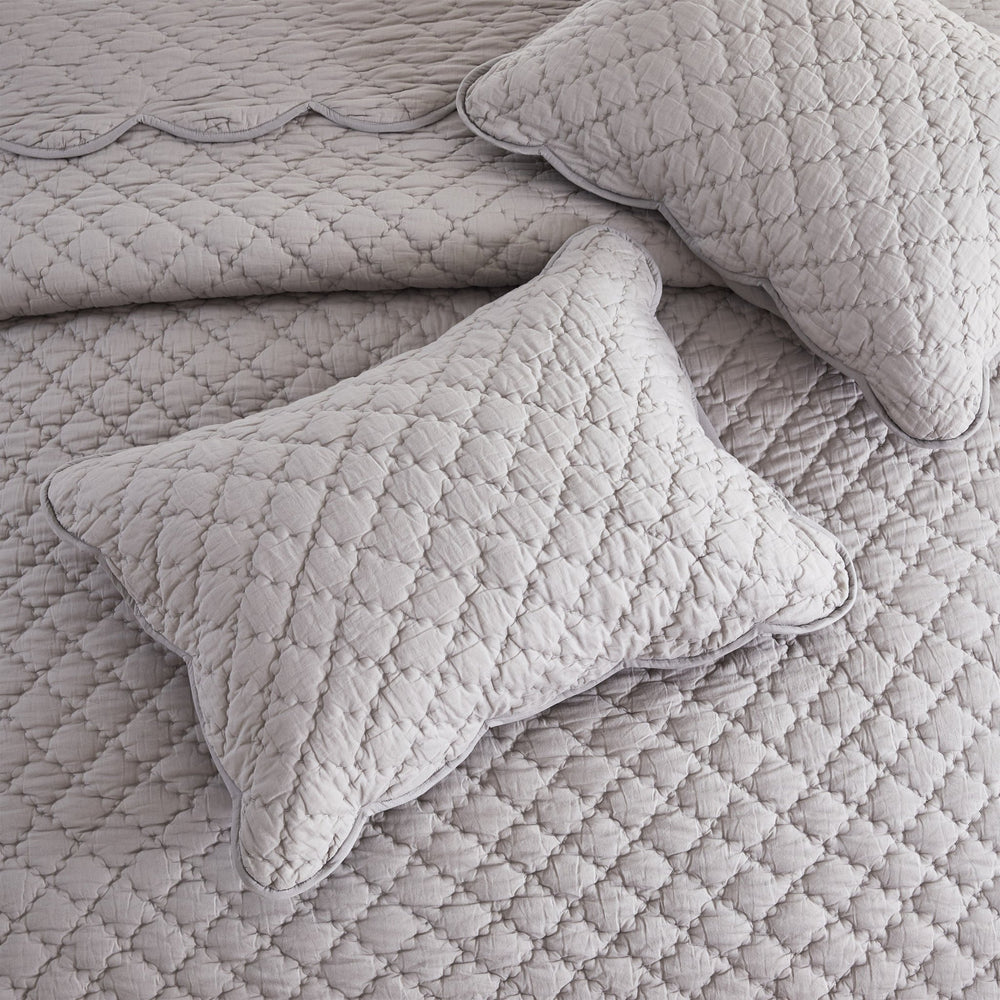 Diamond Scalloped Edge 100% Cotton Voile Hand Stitched Quilt Set 3PC - Quahog Bay Bedding