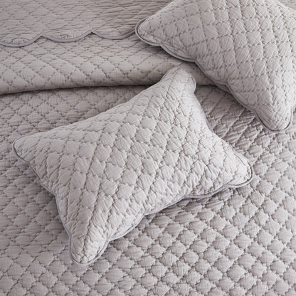Diamond Scalloped Edge 100% Cotton Voile Hand Stitched Quilt Set 3PC - Quahog Bay Bedding