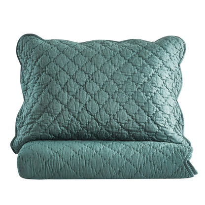 Diamond Scalloped Edge 100% Cotton Voile Hand Stitched Quilt Set 3PC - Quahog Bay Bedding