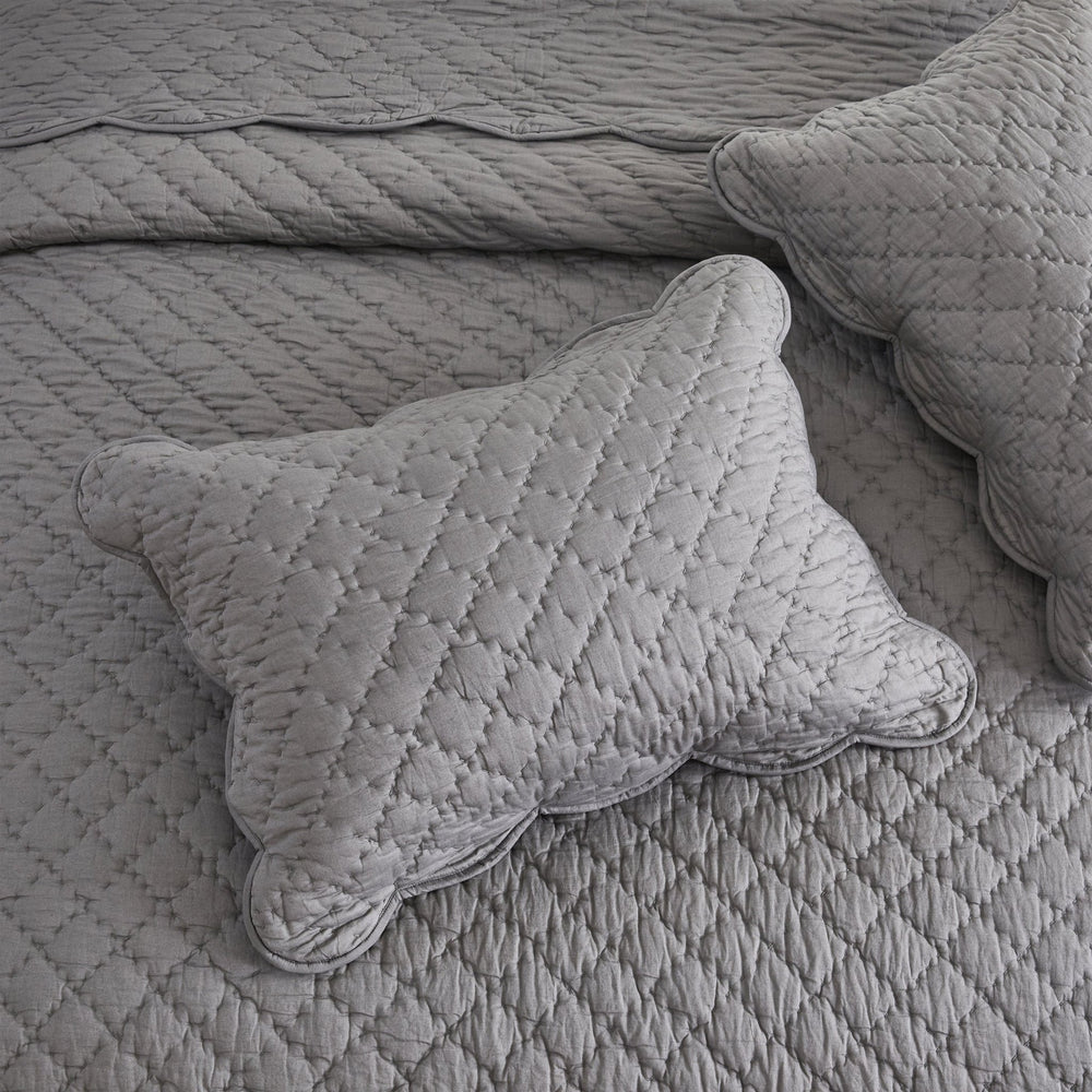 Diamond Scalloped Edge 100% Cotton Voile Hand Stitched Quilt Set 3PC - Quahog Bay Bedding