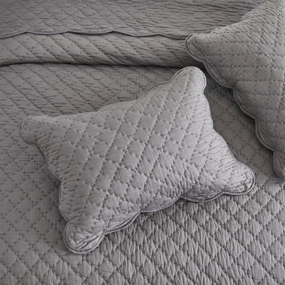 Diamond Scalloped Edge 100% Cotton Voile Hand Stitched Quilt Set 3PC - Quahog Bay Bedding