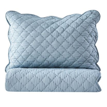 Diamond Scalloped Edge 100% Cotton Voile Hand Stitched Quilt Set 3PC - Quahog Bay Bedding