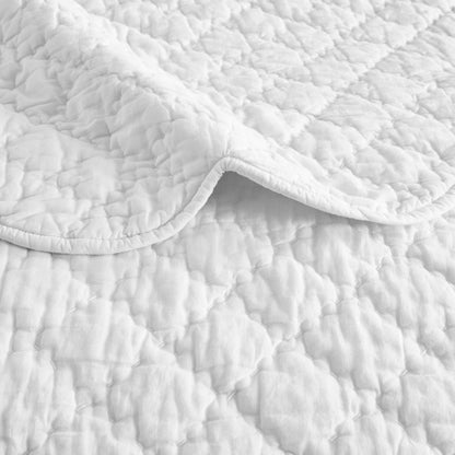 Diamond Scalloped Edge 100% Cotton Voile Hand Stitched Quilt Set 3PC - Quahog Bay Bedding