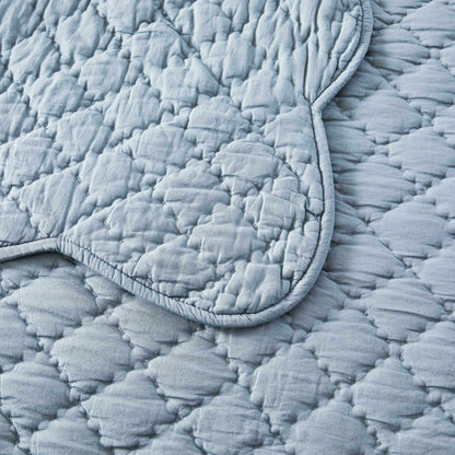 Diamond Scalloped Edge 100% Cotton Voile Hand Stitched Quilt Set 3PC - Quahog Bay Bedding