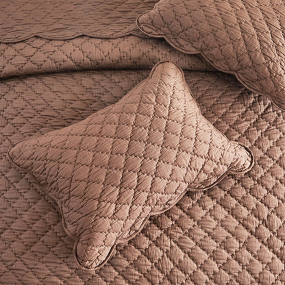 Diamond Scalloped Edge 100% Cotton Voile Hand Stitched Quilt Set 3PC - Quahog Bay Bedding