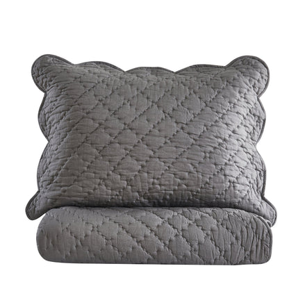 Diamond Scalloped Edge 100% Cotton Voile Hand Stitched Quilt Set 3PC - Quahog Bay Bedding