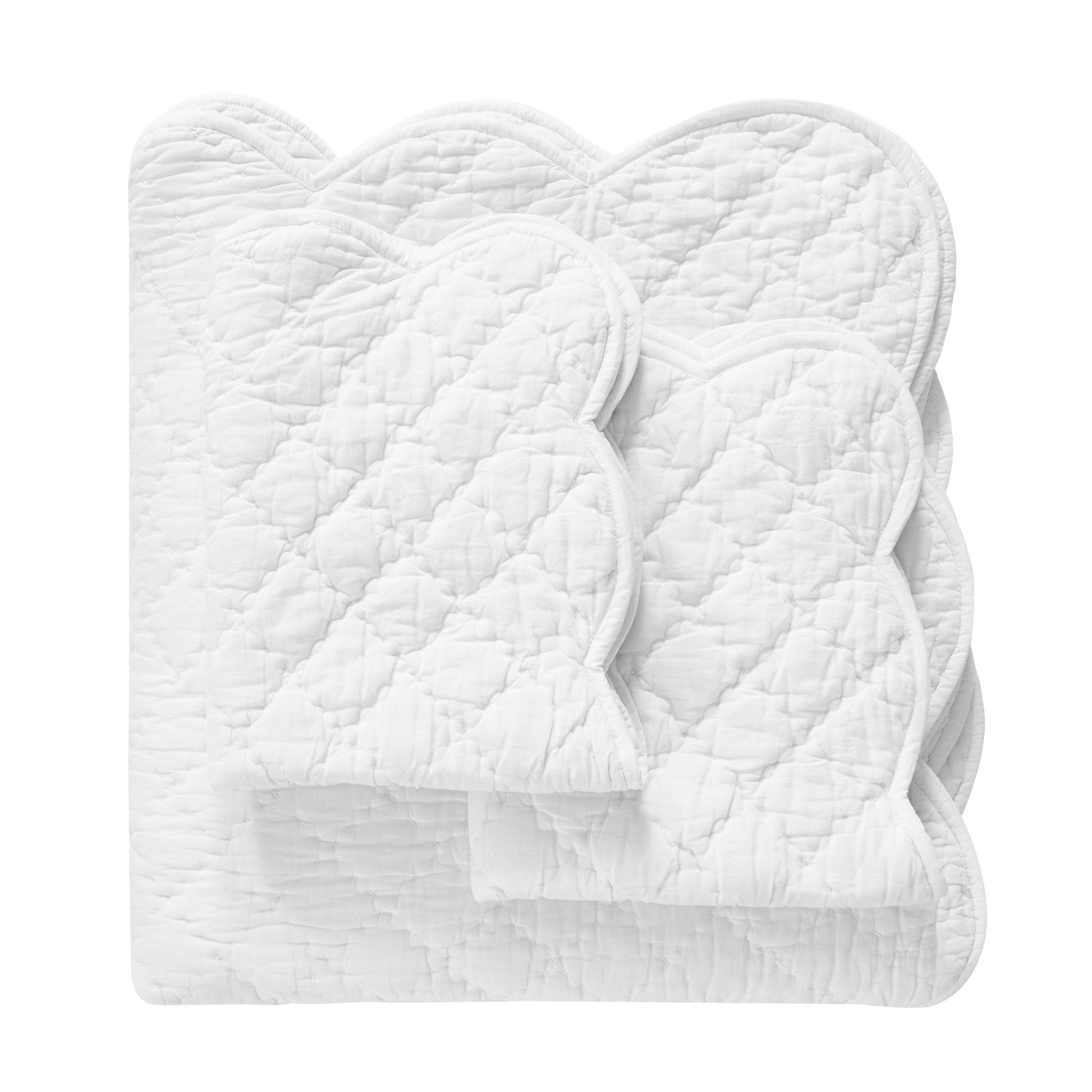 Diamond Scalloped Edge 100% Cotton Voile Hand Stitched Quilt Set 3PC - Quahog Bay Bedding